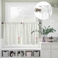 thumbnail image 5 of Kitchen Window Curtains Valance and Tier Set, Light Yellow Lattice Spring Tulip Flower Rod Pocket Tier Curtain Valance Set, Minimalist Check Light Filtering Cafe Curtains for Bedroom Living Room, 5 of 9