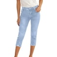thumbnail image 4 of Capri Jeggings for Women High Waisted Slim Fit Stretch Distressed Denim Capris with Pockets Cropped Jeans, 4 of 8