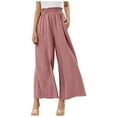 thumbnail image 2 of Women's Wide Leg Palazzo Pants High Waisted Loose Fit Pleated Casual Trousers Comfortable Flowy Smocked Elastic Waist, 2 of 2