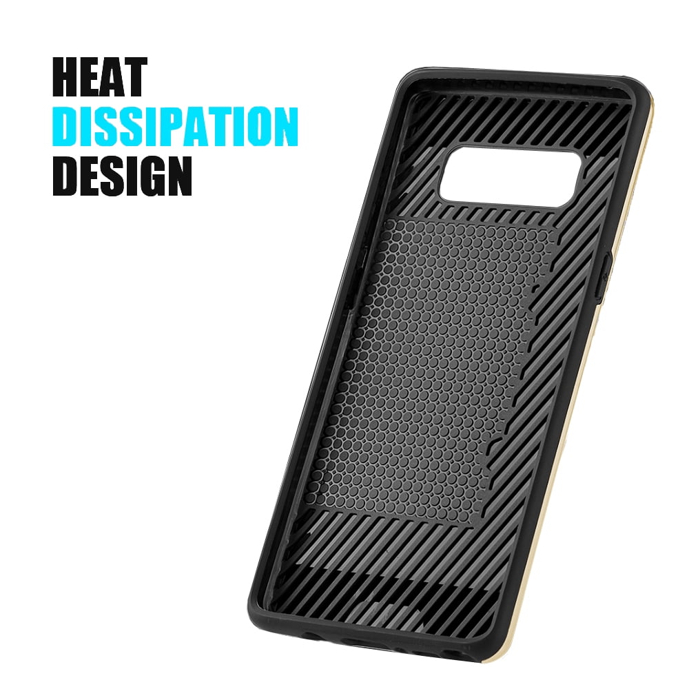 BUNDLE: Rugged Performance Dual Layer Hybrid Case for Galaxy S10 (Gold) & Deluxe Stereo Hands-Free Headset - Ultra Slim, Port Covers, Bumper Corner Protection, Shock Absorption, Raised Lip Guard