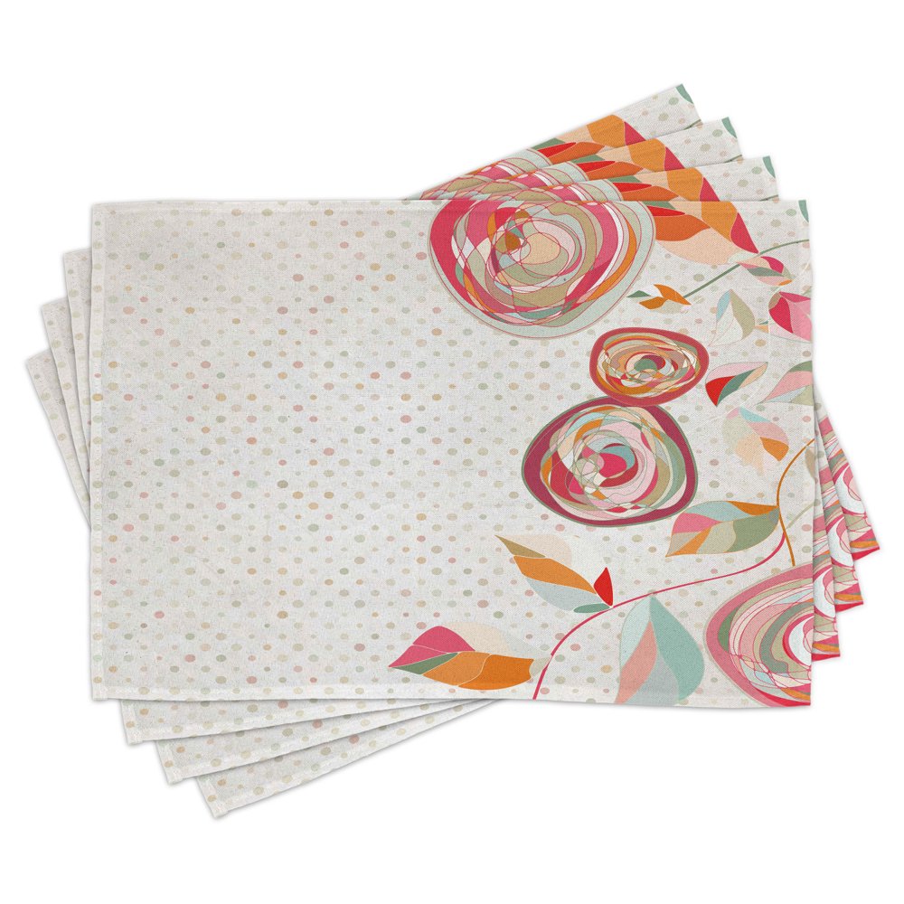 Floral Placemats Set of 4 Abstract Flower Petals with Fractal Featured