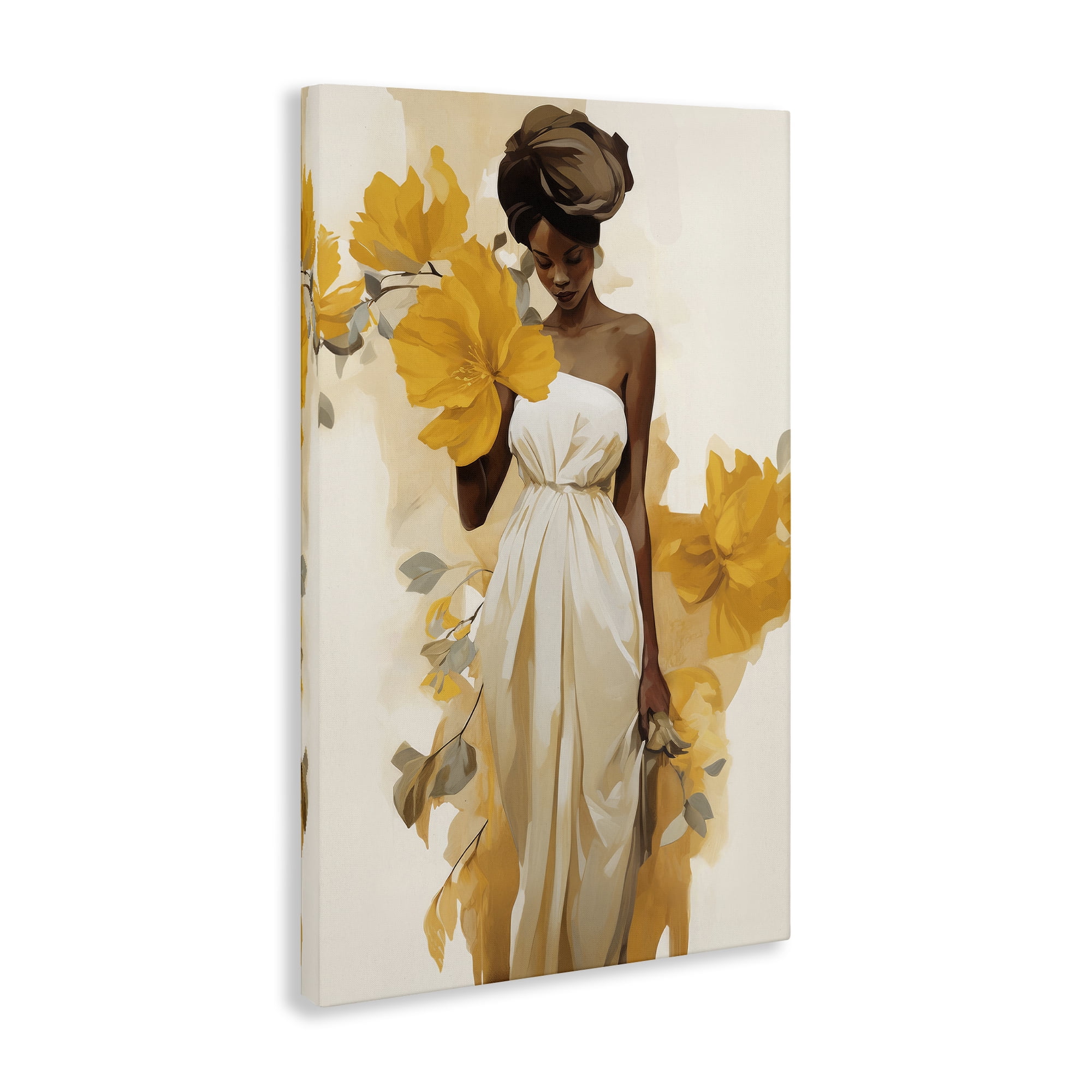 Stupell Industries Elegant Floral Woman People Painting Wrapped Canvas Art Print Wall Art, 20 x 30