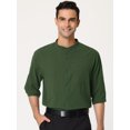 thumbnail image 3 of Camisa de lino para hombre Unique Bargains casual manga larga enrollable Verde M, 3 of 6