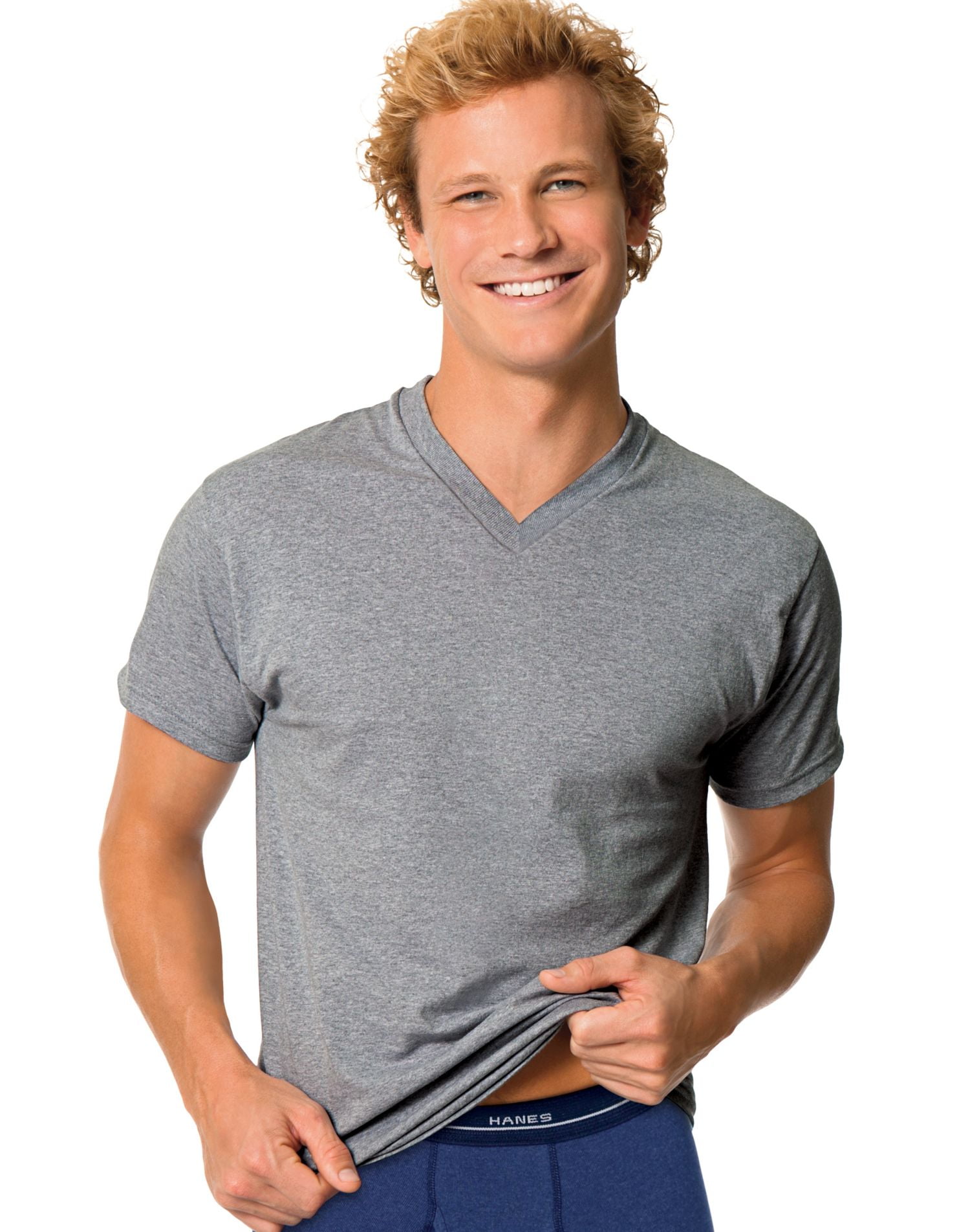 Hanes Mens Crew Neck Tagless Dyed T-Shirts Black /& Grey