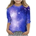 thumbnail image 2 of Girls Graphic Tees 10-12 Three Quarter Sleeve Gradient Sparkly Tops Fashion Casual Cute Crew Neck Kids T Shirts Toddler Girl Clothes Y2K Fall Fashion Tees Workout Running Outfits, Size 3-12, 2 of 5