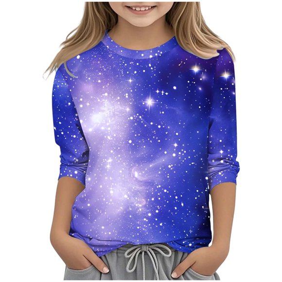 Lovzfmll Haut à Manches 3/4 Imprimé Ludique pour Filles et Garçons, Col Rond Décontracté pour Enfants Tee, Chemise à Manches Courtes, Confort Quotidien avec Design Amusant pour Petites Filles 5 Ans