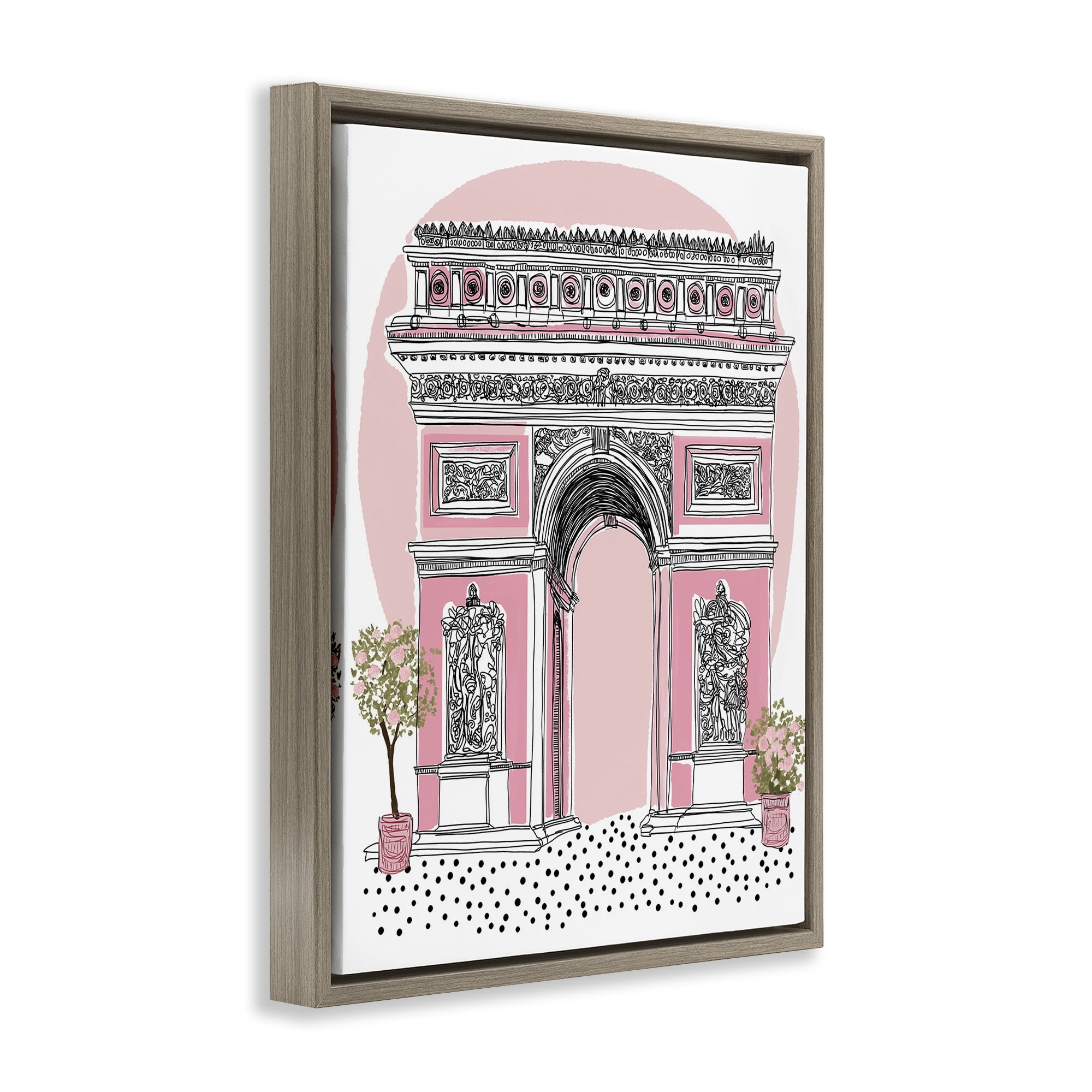 Stupell Industries Pink Neoclassical Archway Brown Framed Floater Canvas Wall Art, design by Jess Stempel