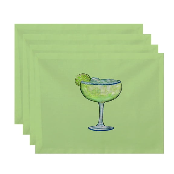 Simply Daisy, 18 x 14 Inch Margarita Plain Geometric Print Placemat (set of 4), Light Green