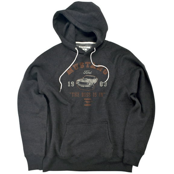 Mustang The Boss Is In Unisex Adult Slim Fit Pull-Over Heather Hoodie, Charcoal, Small