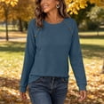 thumbnail image 6 of cocolona Long Sleeve Tops for Women Crew Neck Solid Color Basic Tee Decorative Button Casual Fall Outfits, 6 of 6