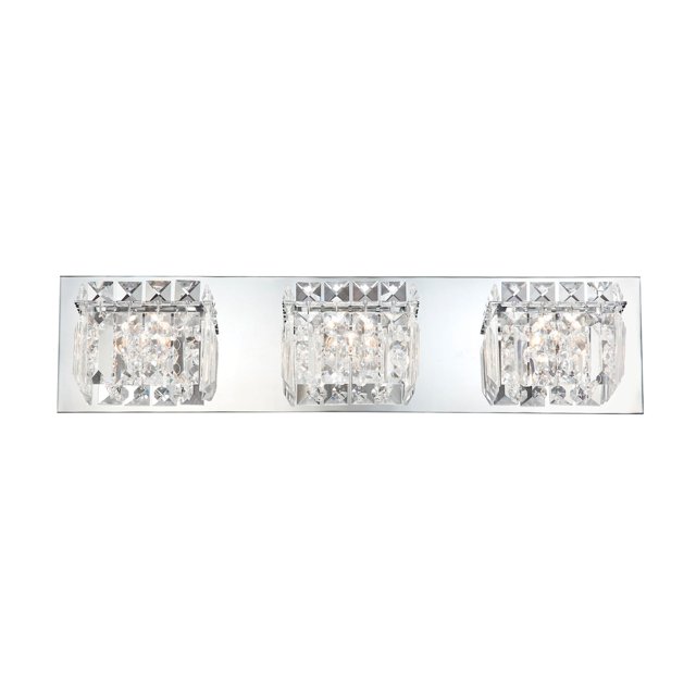 ElkGroup International BV1003-0-15 Crown 3 Light Vanity In Chrome And Clear Crystal Glass