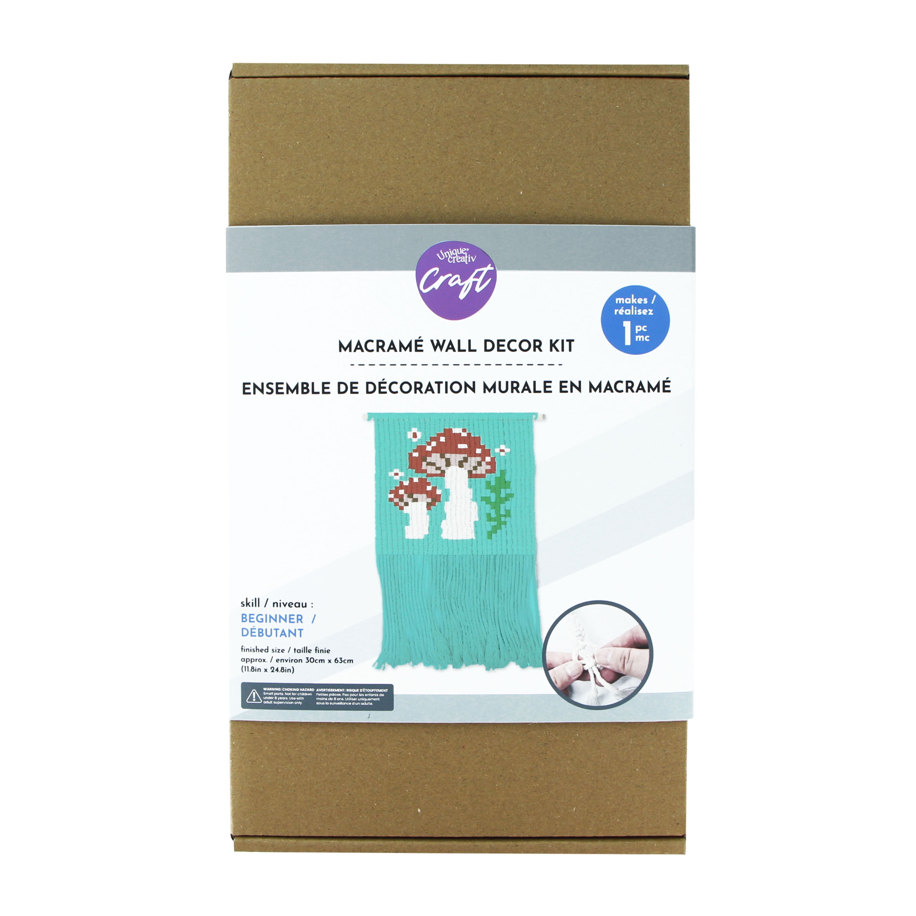 UNIQUE CREATIV CRAFT Macramé Wall Décor Kit – Mushroom, 1 pc, Age 8+, Beginner, 30×63 cm, MACRAME DÉCOR MUSHRM
