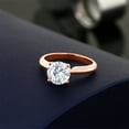 thumbnail image 3 of Gem Stone King 18K Rose Gold Plated Silver White Moissanite Solitaire Engagement Ring for Women (1.20 Cttw, Round 7MM, Gemstone Birthstone, Available in Size 5, 6, 7, 8, 9), 3 of 4