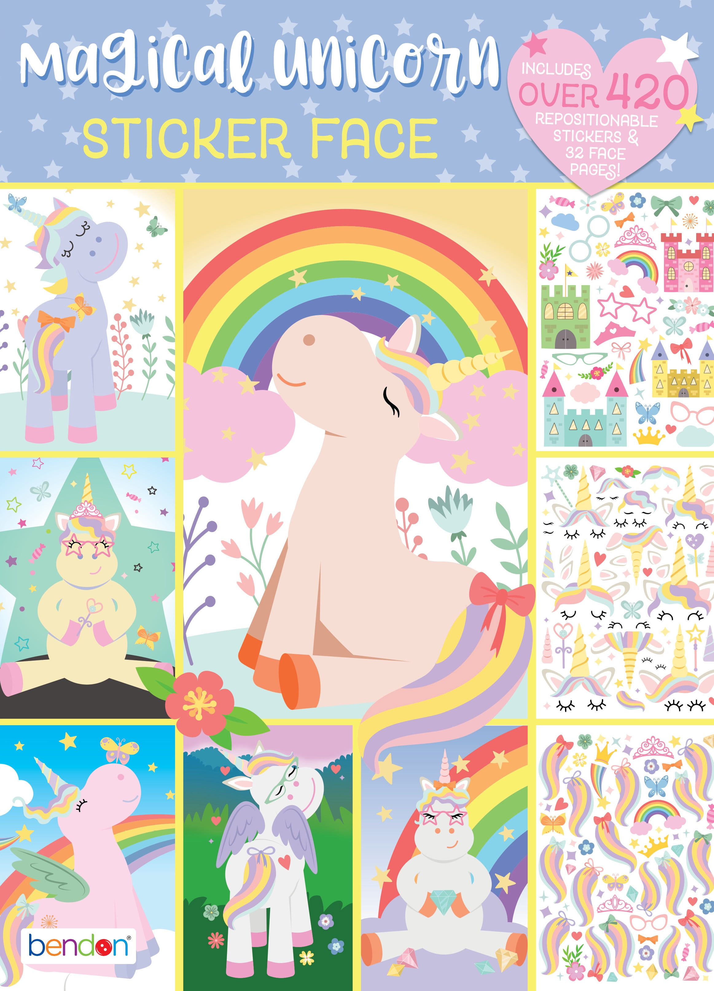 Bendon Unicorns Create A Face Sticker Book, 32 Pages, 6 Sticker Sheets
