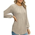 thumbnail image 2 of Rosvigor Blouses for Women Dressy Long Sleeve Shirts Casual Fall Tops Winter Tunic with Pleats, 2 of 7