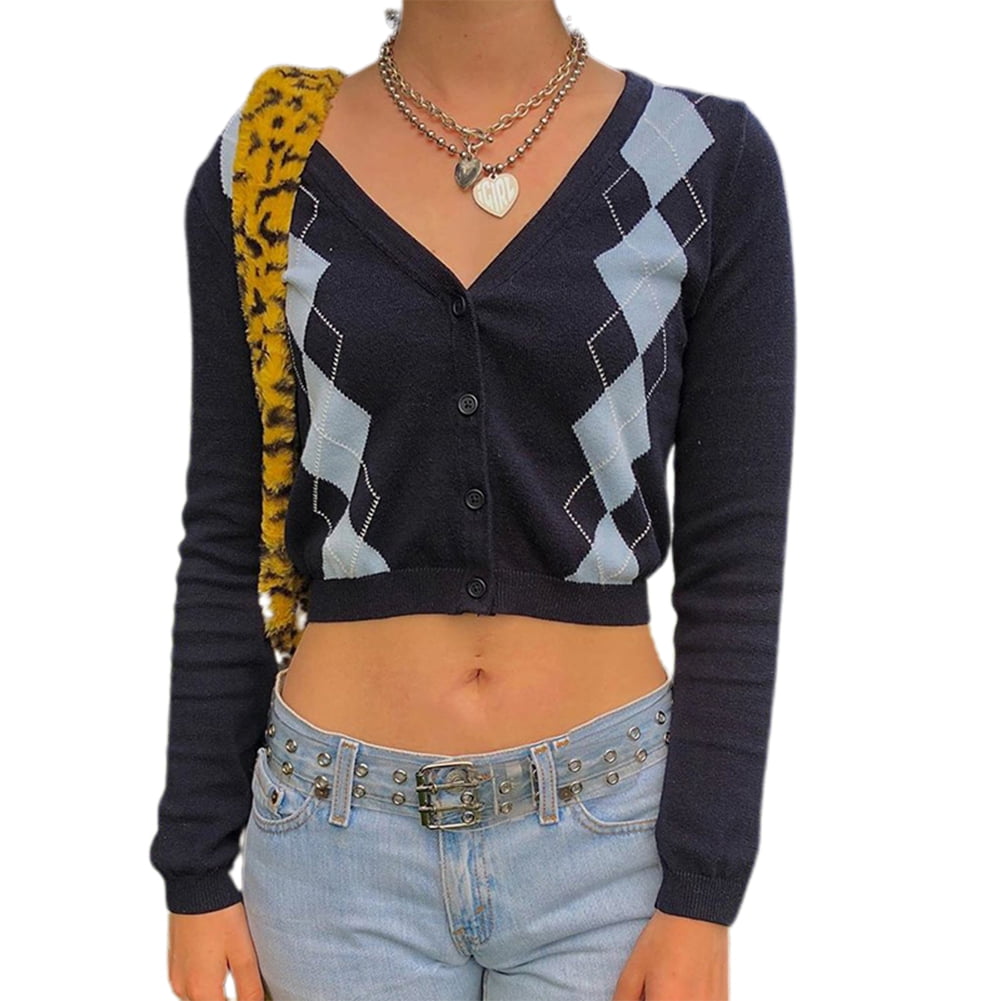 cropped long sleeve knitted sweater