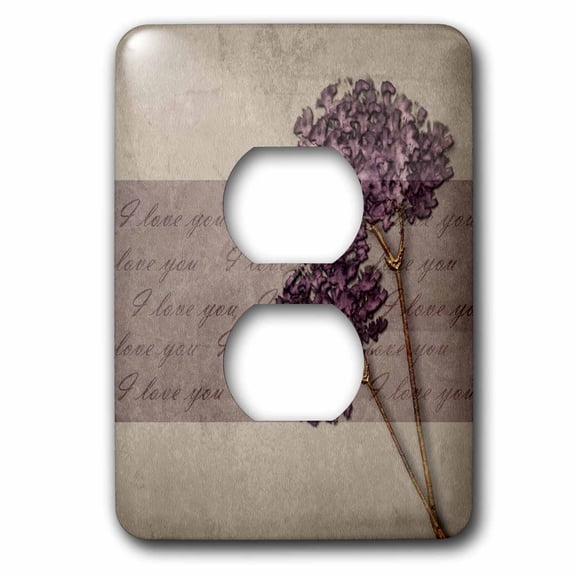 3dRose, Elegant Warmth - I Love You Lavender Floral - Flowers, 2 plug outlet cover