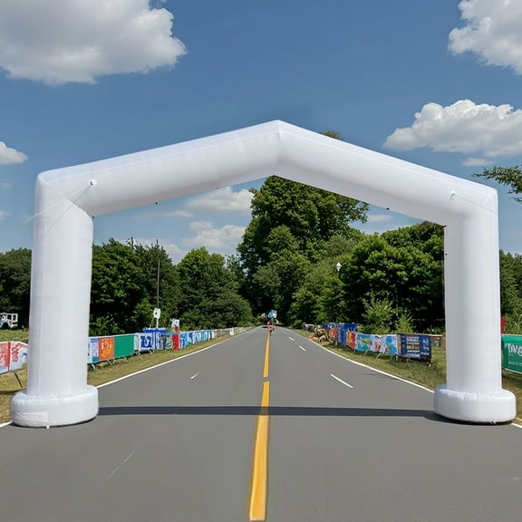 Wellcomer 21Ft Inflatable Event Arch, Gable archway with built-in blower - White Color