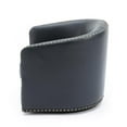 thumbnail image 4 of Tyler Midnight Blue Faux Leather Swivel Arm Chair with Nailhead Trim, 4 of 13