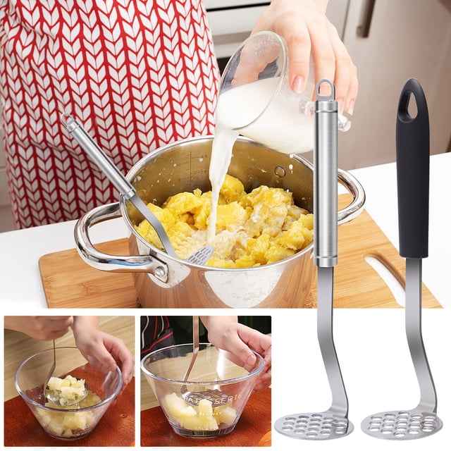 Xihbxyly Machacador de Patatas de Acero Inoxidable, Mango Ergonómico, Construcción Robusta y Resistente a La Oxidación, Fácil de Limpiar, Apto para Lavavajillas, Ideal para Puré de Patatas y Verduras