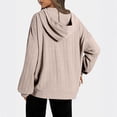 thumbnail image 3 of 2025 Fall Fashion Women's Casual Loose Solid Color Long-sleeved Textured Knit Drawstring Hooded Sweatshirt With Pocket, 3 of 3