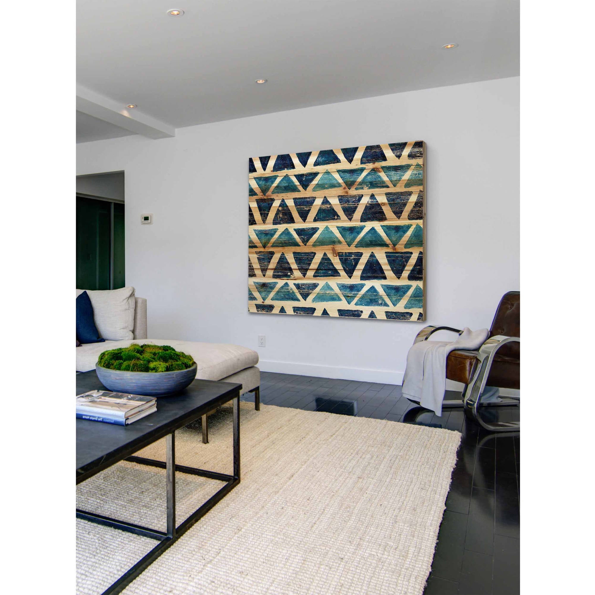 Marmont Hill - "Blue Rows" Painting Print on Natural Pine Wood
