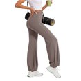 thumbnail image 4 of Tqcoqu Yoga Pants for Women Drawstring Elastic High Waisted Loose Fit Wide Leg Pants Workout with Bandage Pant,Coffee,Women's S-XXL, 4 of 8