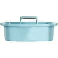thumbnail image 1 of Bolsa de plástico para carrito de ducha, organizador de cesta de almacenamiento portátil con asa para dormitorio, baño, jardín, cocina, suministros de limpieza, azul, blanco, 1 of 5