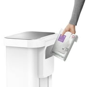 simplehuman Kitchen Trash Can, 11.8 Gallon Stainless Steel Step Garbage Bin with Soft Close Lid. White