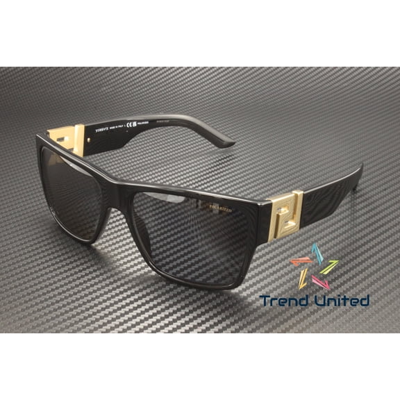 Versace Plastic Unisex Square Polarized Sunglasses Black 59mm Adult