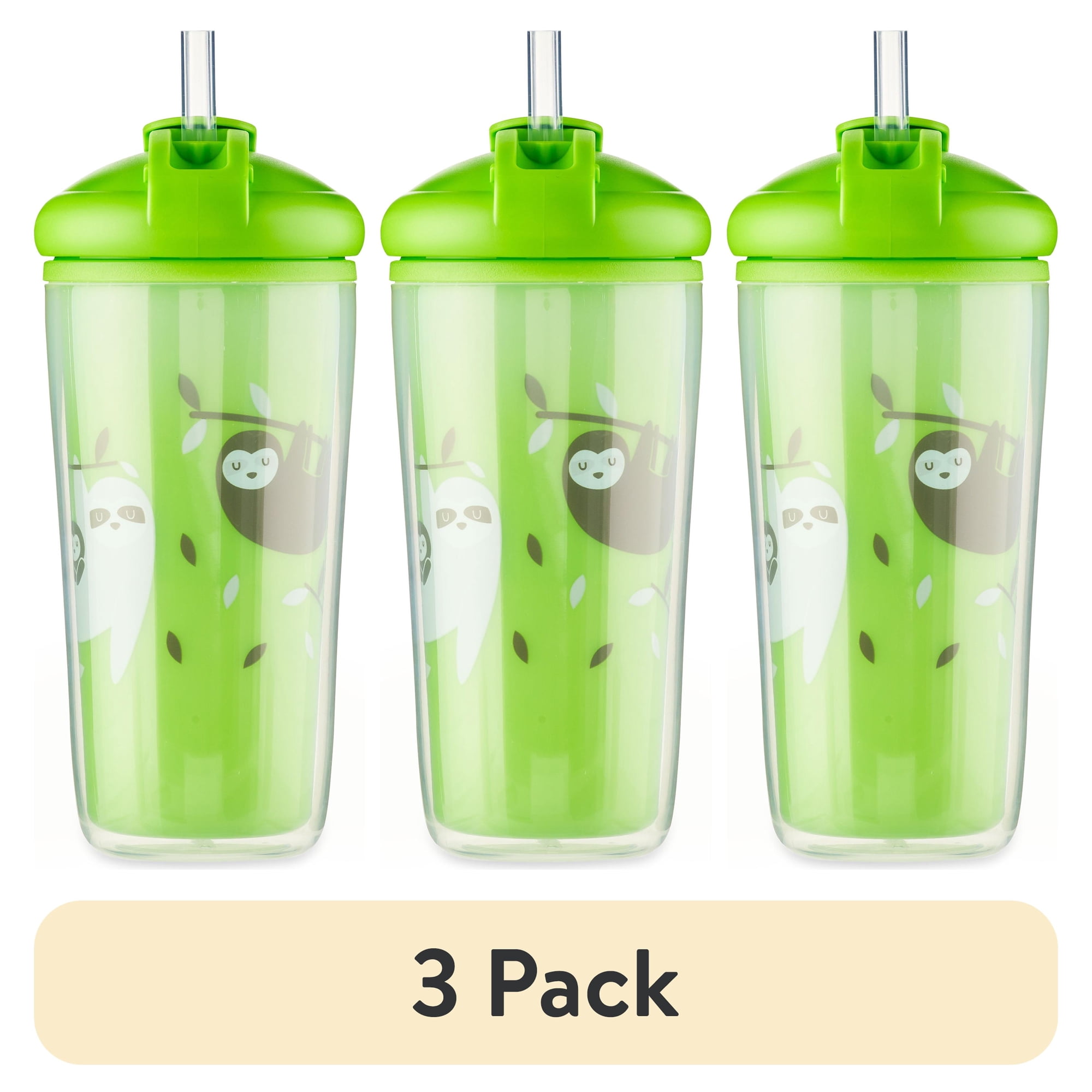 (3 pack) Parent`s Choice Insulated Non-SpillStraw Cup, 9 fl oz, 1 Count, Green