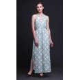 thumbnail image 2 of Bimba Tie-Dye Women Printed Crew Neck Side Slits Halter Dress Long Evening Gown-X-Small, 2 of 6