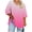 Hot Pink, variant on Staron Women's Tops Ombre Print V Neck 3/4 Sleeve Loose Casual Plus Size Fashion T-Shirt, Mint Green 4XL