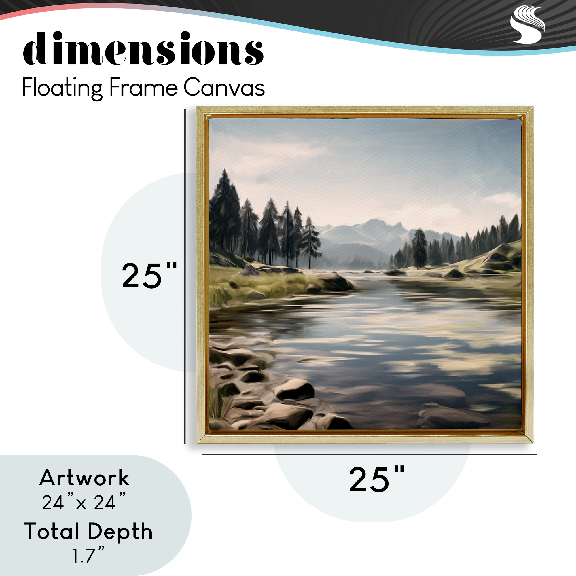 My Hideaway Pond Ripples Gold Framed Floater Canvas Wall Art, design by Kim Allen