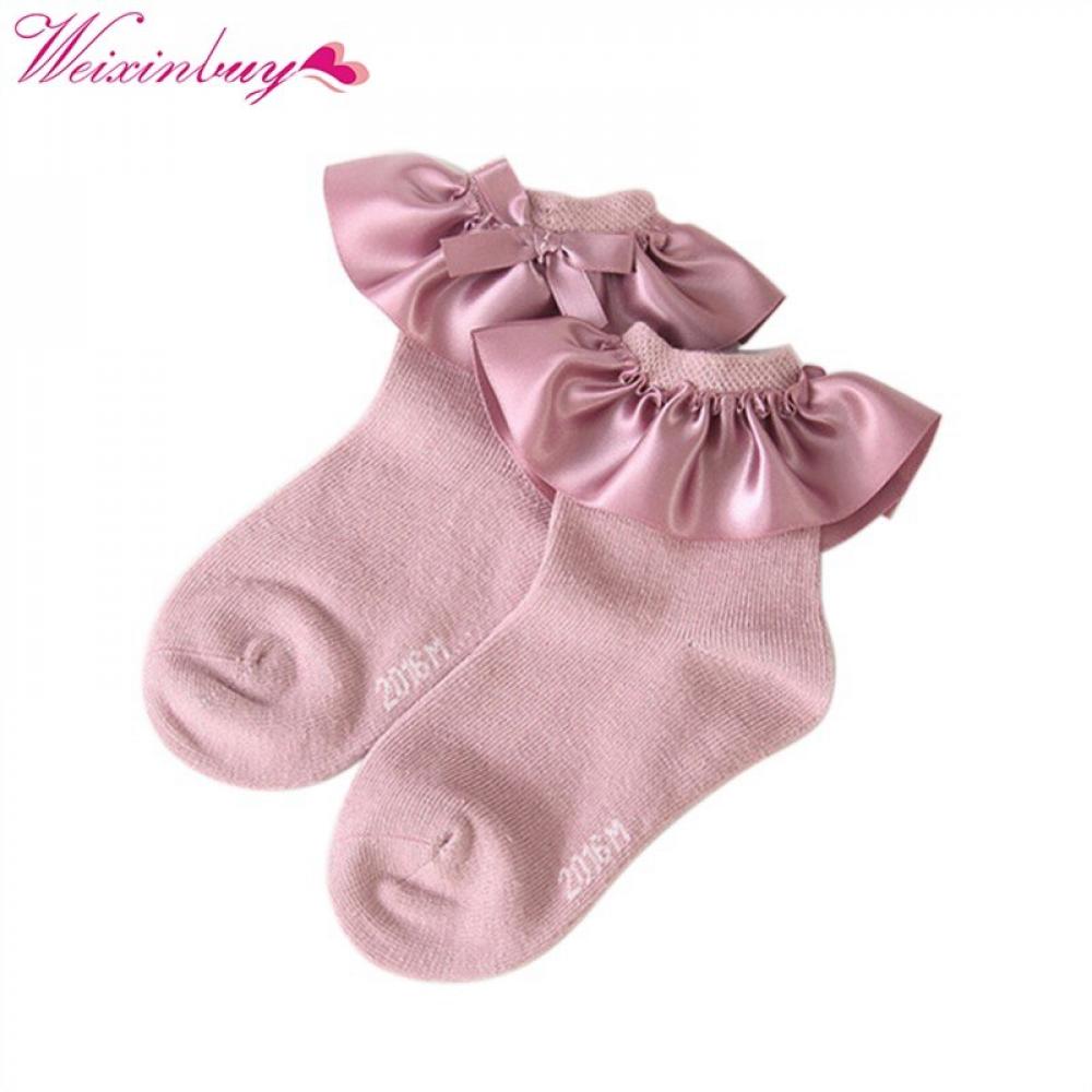 Cozyway Baby-Girls Lace Frilly Ruffle Socks Newborn Infants Eyelet Trim Ankle Dress Socks With Bow 3/&6 Pairs