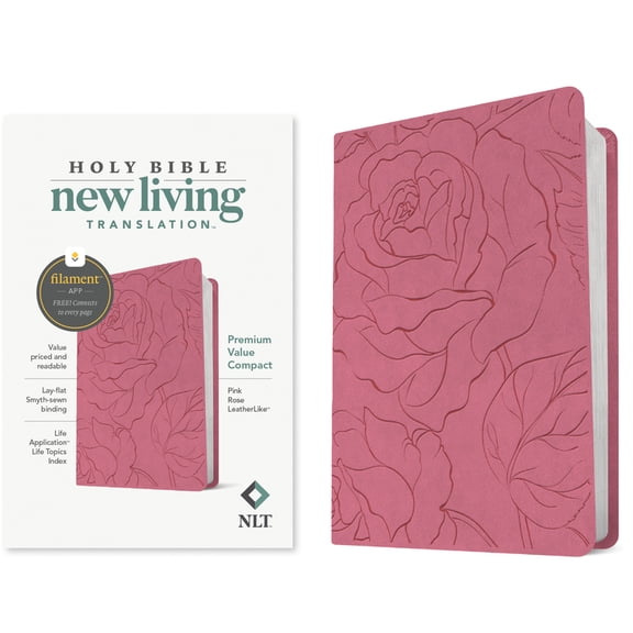 NLT Premium Value Compact Bible, Filament Enabled (Leatherlike, Pink Rose), (Hardcover)