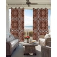 thumbnail image 4 of Brown Boho Blackout Curtains, Light Blocking Print Window Curtains, Retro Farmhouse Abstract Floral Motifs Thermal Insulated Window Drapes for Living Room Kitchen Cafe 2 Panels, 84"W x 63"L, 4 of 9