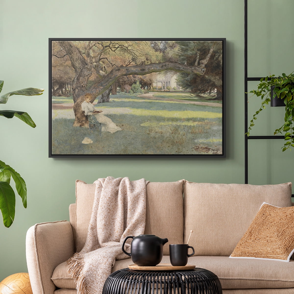 Vintage Botanical Print-LVI By Wexford Home Framed in Black Wood Gallery Wrapped Canvas 17 in. x 25 in.