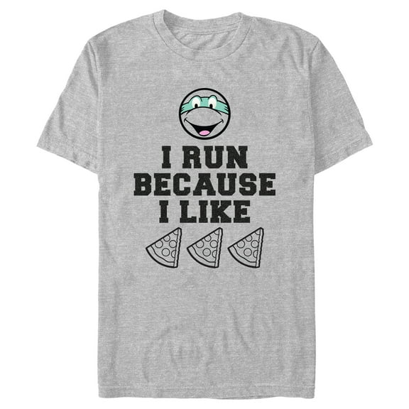 Men's Teenage Mutant Ninja Turtles Leonardo I Run Because I Like Pizza  Graphic Tee Athletic Heather Small