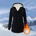 thumbnail image 2 of Women's Plus Size Plush Jacket - Casual Solid Color Hooded with Drawstring, Black, XXL, 2 of 6