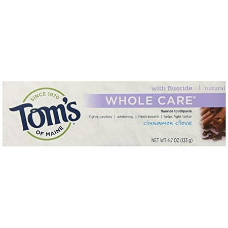 3 Pack Tom's Whole Care Fluoride Natural Toothpaste, Cinnamon-Clove 4.7oz