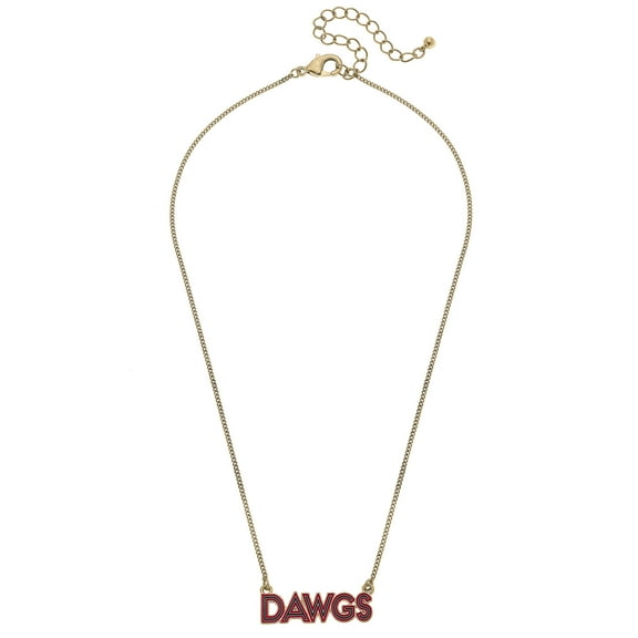 Women' CANVAS Style Georgia Bulldogs Enamel Script Outline Necklace