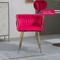 thumbnail image 4 of Velvet Dining Chairs, Mid-Century Living Room Chair with Metal Legs and Soft Padded, Woven Back Dining Chairs, Upholstered Accent Leisure Side Chair(Rose Red,Set of 8), 4 of 9