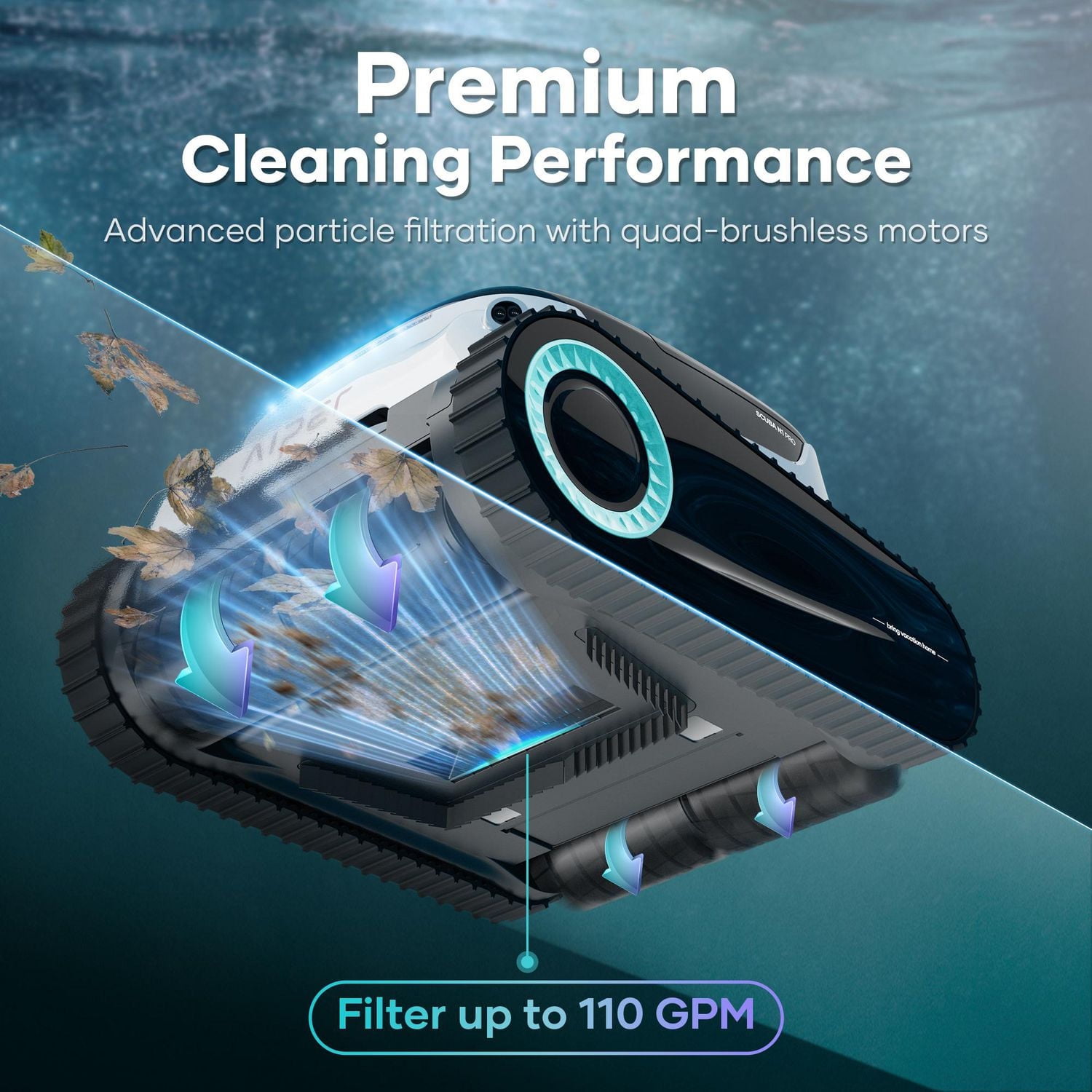 Aiper Scuba N1 Pro Robot nettoyeur de piscine sans fil pour piscines enterrées jusqu'à 2150m², aspirateur de piscine avec capteurs infrarouges