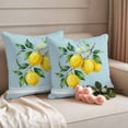 thumbnail image 2 of Outdoor Pillow Covers Watercolor Yellow Lemon Leaves Waterproof Pillow Cases 20x20 Set of 2, Summer Fruit on Light Blue Throw Pillow Cover Pillowcase for Patio Balcony Couch Garden, 2 of 9