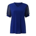 thumbnail image 6 of VALMASS Women Summer V Neck Shirts Puff Sleeve Loose Fitting Casual Pullover Tops Solid Color Cozy T-Shirts (XL, Blue), 6 of 7