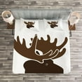 thumbnail image 3 of Ambesonne Animal Quilted Bedspread Set 3 Pcs, Canadian Deer Head, Queen Size, Green Brown Army Green, 3 of 3