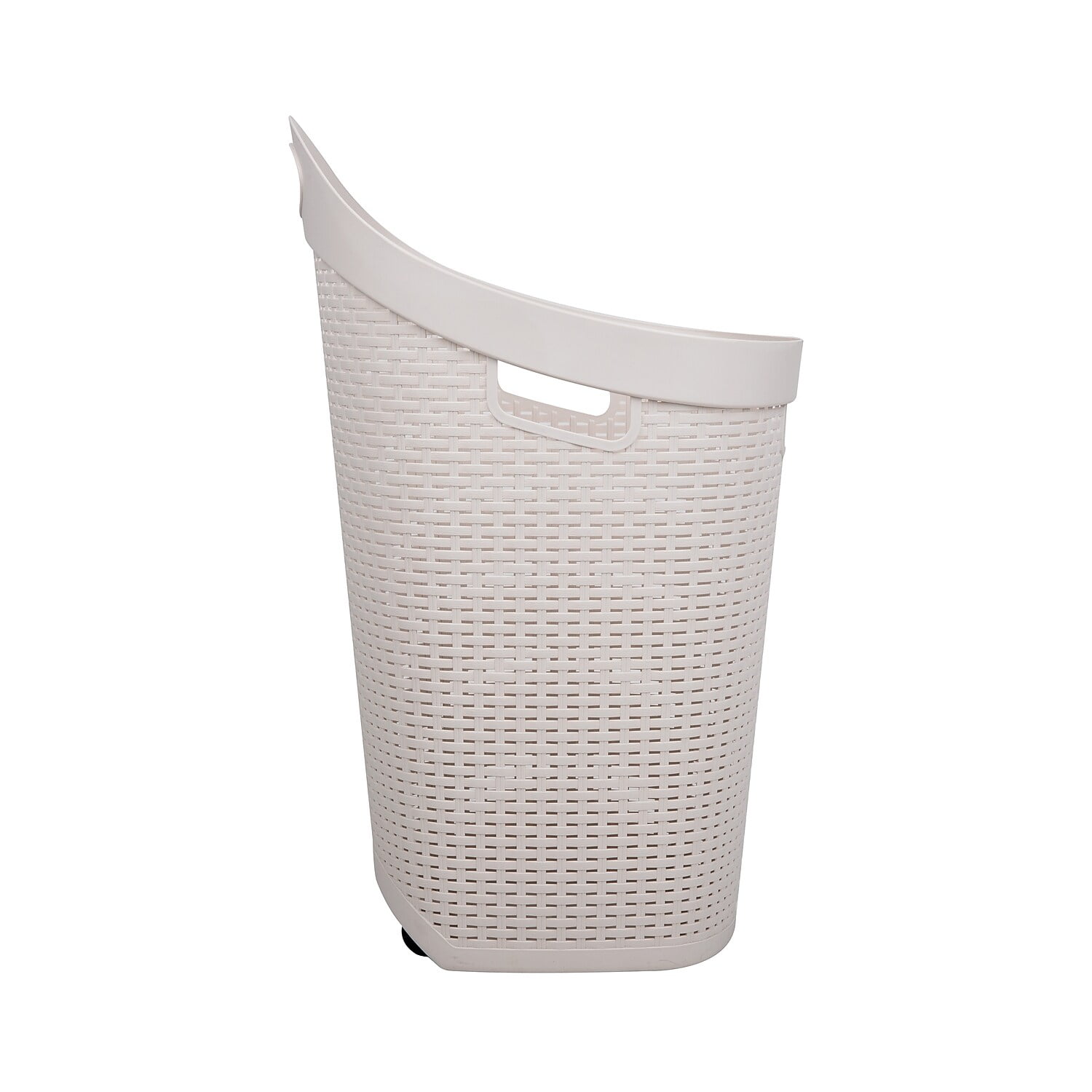 Mind Reader 60L Rolling Laundry Hamper, Clothes Basket, Wheels, Plastic, 29.25"H, Ivory