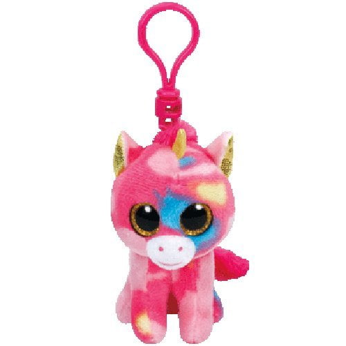4-Piece TY Pink Unicorn Gift Set Fantasia Purse, Boo & Key Clip/Star Teeny TY 