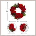 thumbnail image 5 of Northlight Poinsettia and Hydrangea Artificial Christmas Wreath - 24" - Unlit, 5 of 6